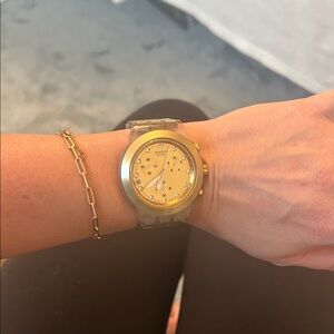 Swatch Irony Diaphane Gold Swiss Quartz Chronograph Watch